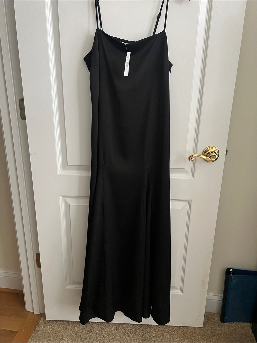 LOFT Black Maxi Slip Dress with Spaghetti Straps